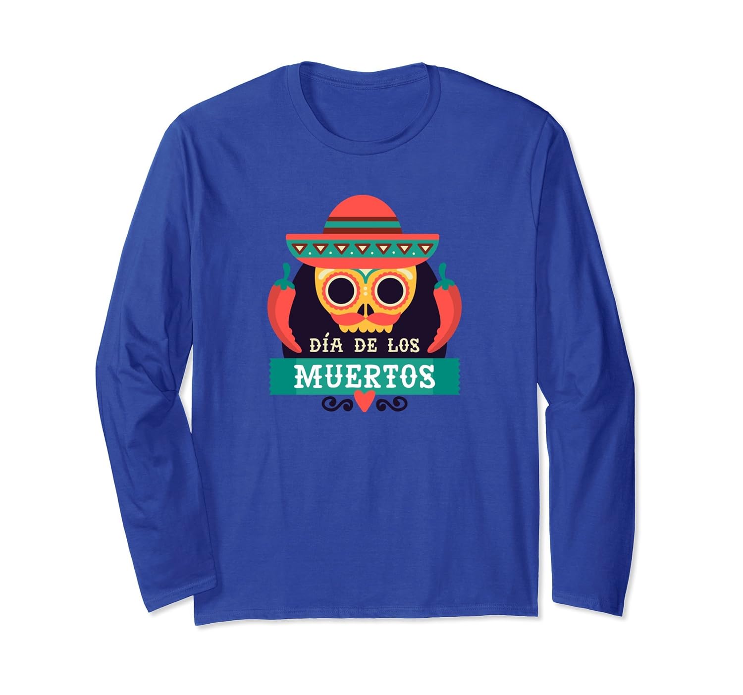 Spicy Mexican Day of Dead Halloween Long Sleeve Shirt-Rose