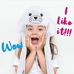 Bubblepompom Seal Hat with Ears Moving Jumping Pop