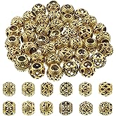 40 Pcs Gold Spacer Beads for Jewelry Making, Gold Tone Spacer Loose Beads Hollow Filigree Alloy Bead 10 mm Tiny Metal for Life Design DIY Jewelry Craft Making Necklace Bracelet Supplies