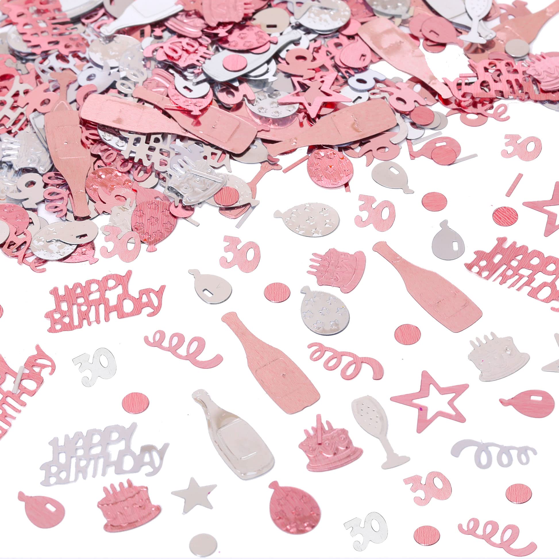 30th Birthday Confetti Rose Gold Number 30 Happy Birthday Party Confetti Metallic Foil Balloon Star Birthday Table Scatter for 30 Birthday Party Anniversary Celebration Decorations by GotGala, 1.6OZ