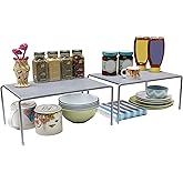 Deco Brothers Expandable Cabinet Shelf Organizer for Kitchen Cabinet and Counter, Grey