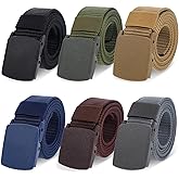 BOHUIZ 6 PCS Tactical Nylon Webbing Canvas Belt for Men/Women Military Style Belt Heavy Duty Waist Belts for Military, Outdoor, Hiking, and Casual Belts