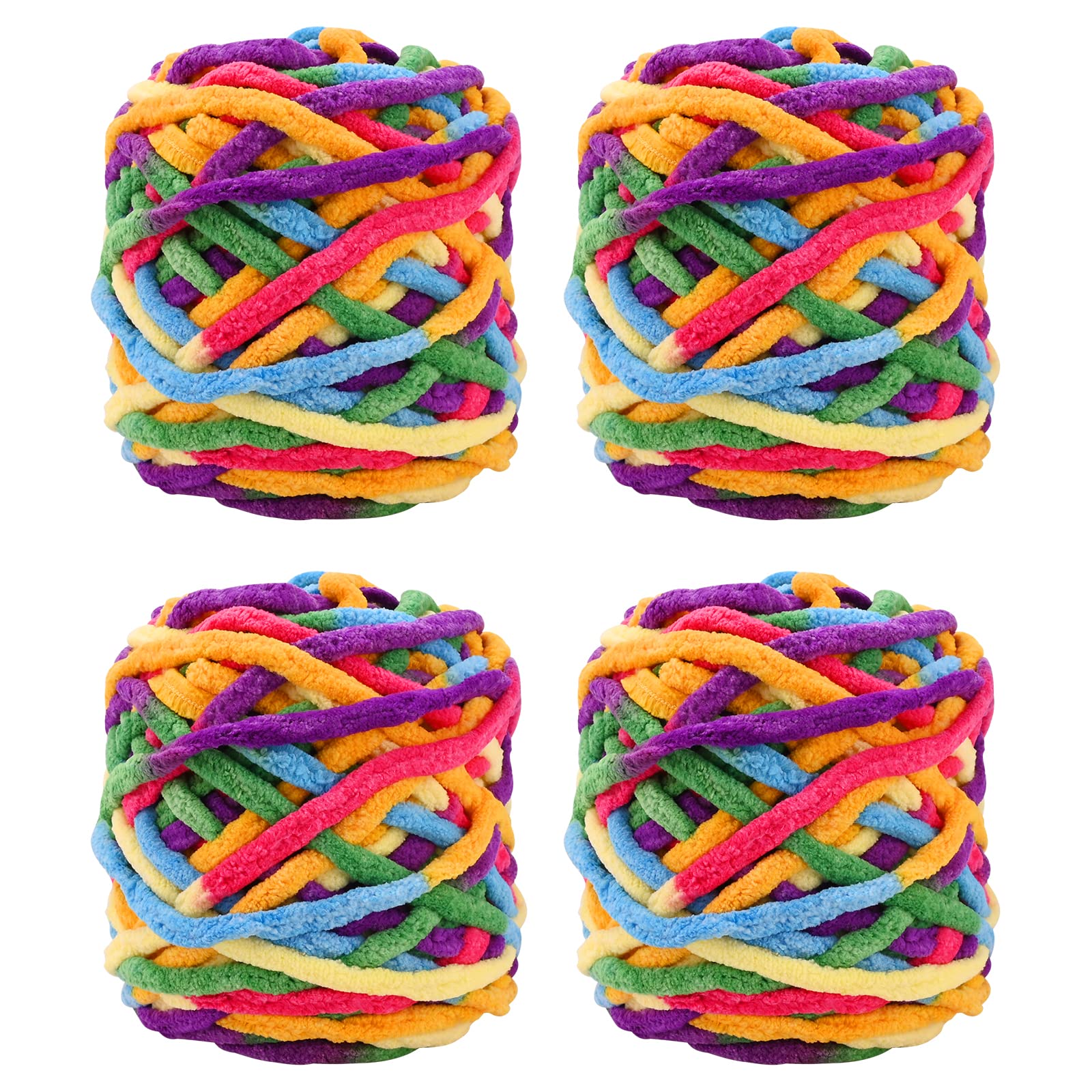 4Pcs 100g Knitting Yarn Acrylic Crochet Yarn Set Bonbons Assorted Colour Wool Knitting Soft Packs Colourful Acrylic Yarn Skeins Large Yarn Crochet Thread Kit for Blankets Sweaters Shoes Hats Scarves D