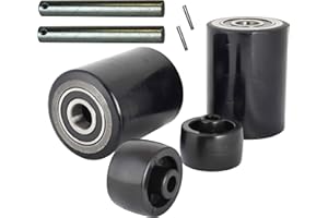 CARBO GLIDE Pallet Jack/Truck Load Wheels Set with Axles and Entry Exit Roller 2.75" x 3.75" with Bearings ID 20mm Poly Tread Black