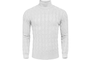 COOFANDY Men's Slim Fit Turtleneck Sweater Casual Twisted Knitted Pullover Sweaters