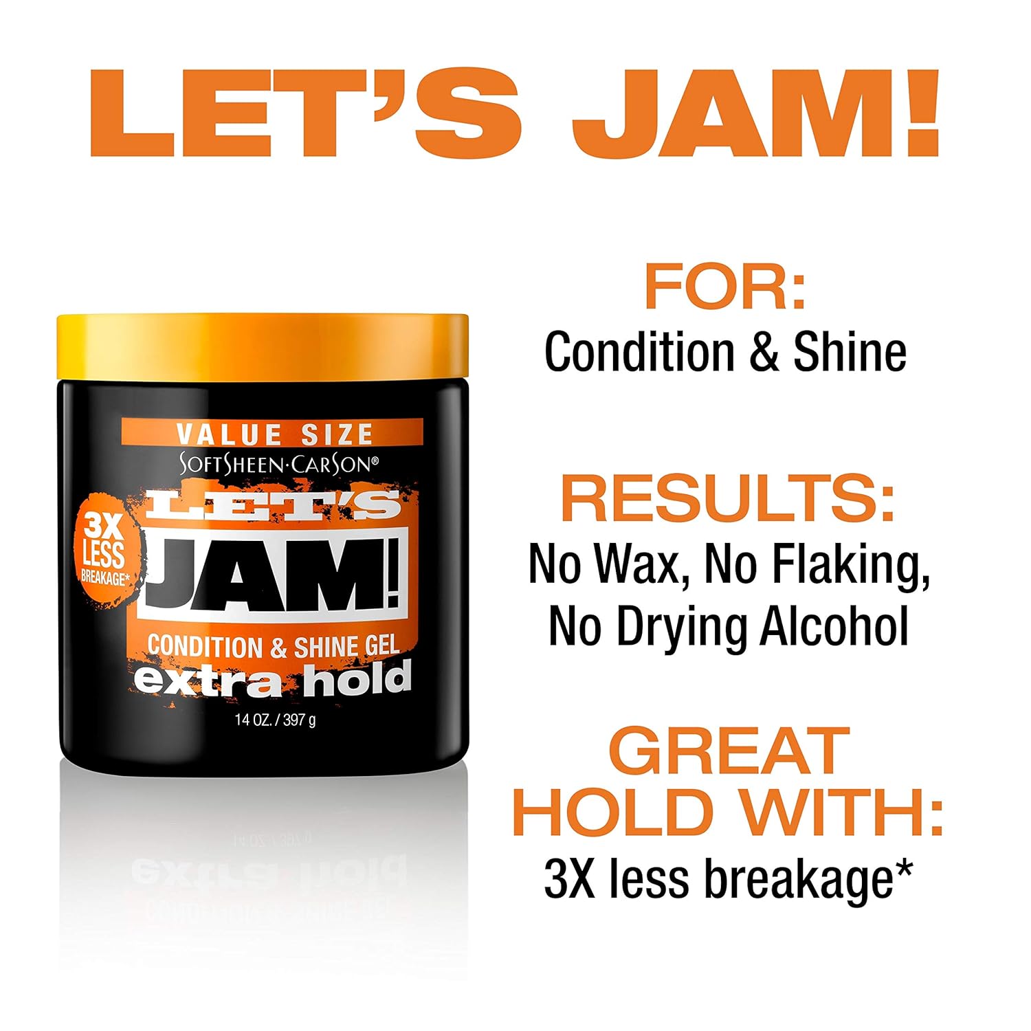 Hair Gel by SoftSheen-Carson Dark and Lovely Let's Jam, Shining and Conditioning Gel, Extra Hold, For all Hair Types, Styling Gel Also Great for Braiding, Twisting & Smooth Edges, Value Size 14oz : Body Scrubs : Beauty