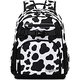 Sawkig Cute Small Little Kids Cow Print Backpack Kindergarten Preschool Backpacks for Girls Ages 2-4-6 (Black Cow Print)