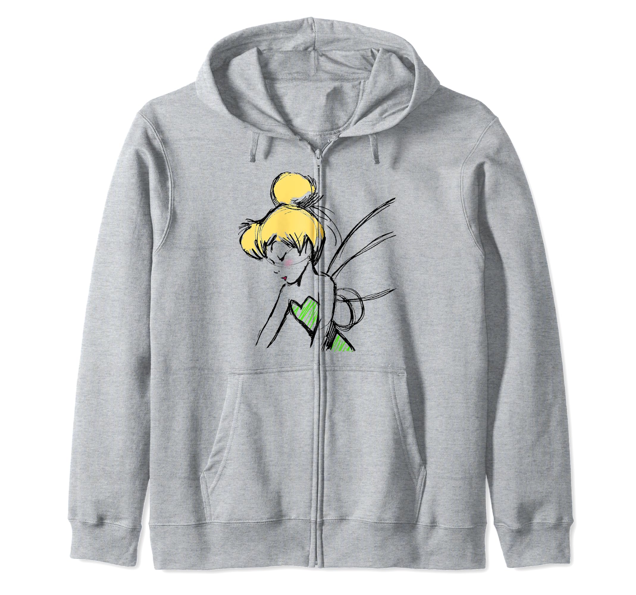 Disney Peter Pan Tinker Bell Sketch Profile Zip Hoodie
