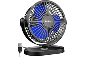 FrSara USB Desk Fan, Small Desk Fan 3-Speed Adjustable, 360-Degree Rotation Adjustment, Ultra-Quiet, Large Air Volume, Comfortable, Stylish, Easy to Use