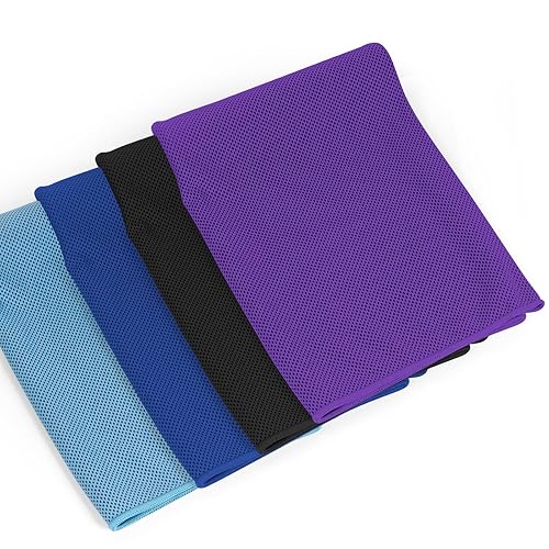 NUOYEE 4 Pack Ice Towel Quick Dry Gym Fitness Yoga Tennis Cycling Running Hiking Workout Sweat Cooling Towel for Neck and Face(Multicolor-02)