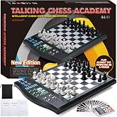 LEVEROAM Talking Chess Academy with Voice Teaching System, Electronic Chess Set with Strong Magnetic Pieces, Electronic Chess Board with Rating ELO 2000, Smart Chess Board Great for Brain Training