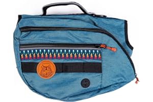 WILDERDOG Widlerdog Dog Backpack with Built in Harness and Back-Mounted D-Ring Leash Attachment, Handle, Two Saddlebags with 4 Total Pockets, Built in Poop Bag Dispenser (Pacific Blue, Medium)