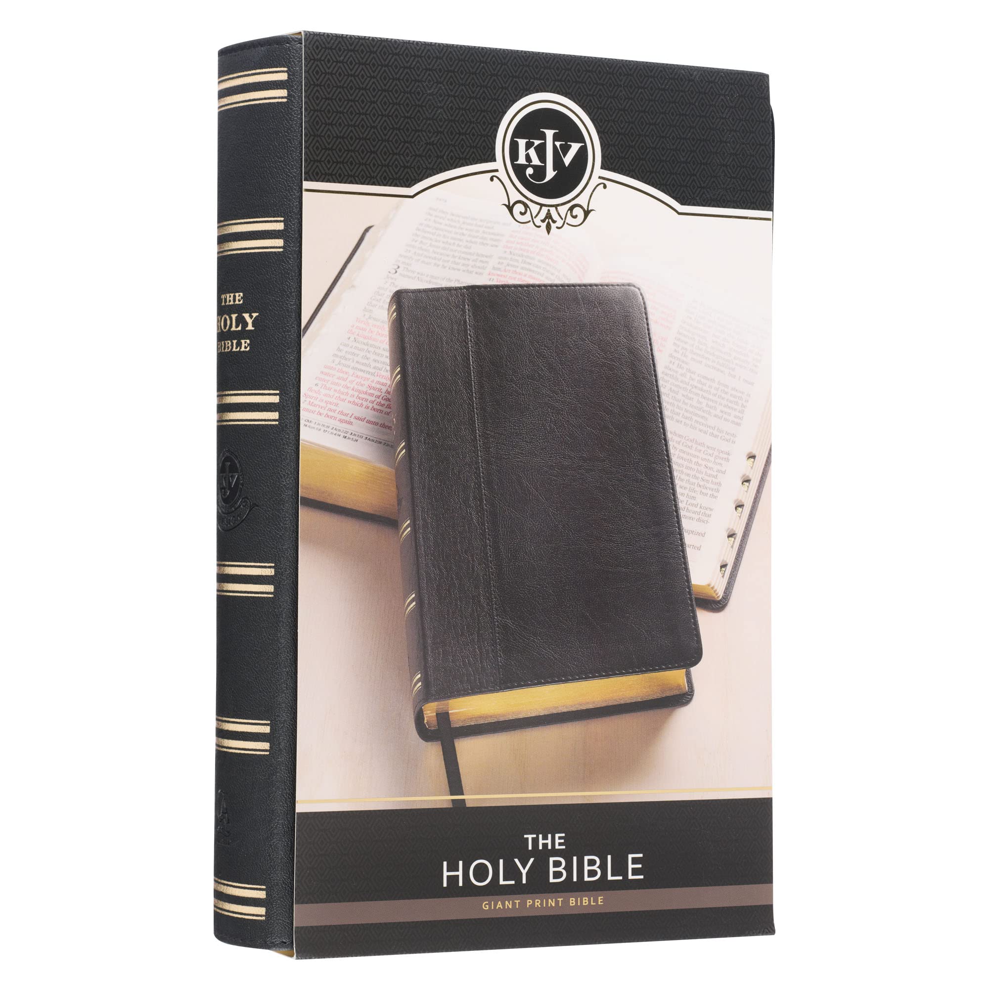 KJV Holy Bible, Giant Print Standard Size Faux Leather Red Letter Edition - Thumb Index & Ribbon Marker, King James Version, Black Two-tone (KJV Standard GP Editions)