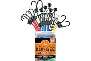 XPOSE SAFETY Heavy Duty 24pc Bungee Cord Set with Hooks, Canopy Ties, Luggage Net & Organizer Bag - Assorted Sizes (18", 24", 32", 40") for Outdoor, Bike Racks, Motorcycles
