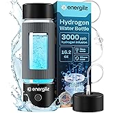 Energilz Hydrogen Water Bottle | Large 16.2 oz (480 ml) Hydrogen Water Bottle Generator 3000ppb | Hydrogenator Machine | SPE/PEM Hydrogenated Ionizer Generator (Black w/Gray)