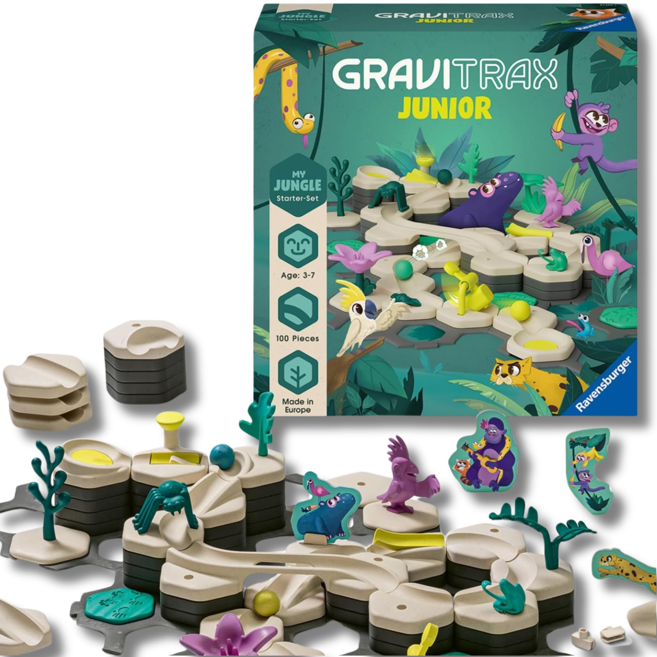 Ravensburger - Gravitrax Junior Starter Set L 100 Pezzi | Rompicapo Bambini Con Le Biglie | Giochi Bambino 3 Anni Maschio e Femmine | Giochi Per Bambini Compatibili Con Tutti