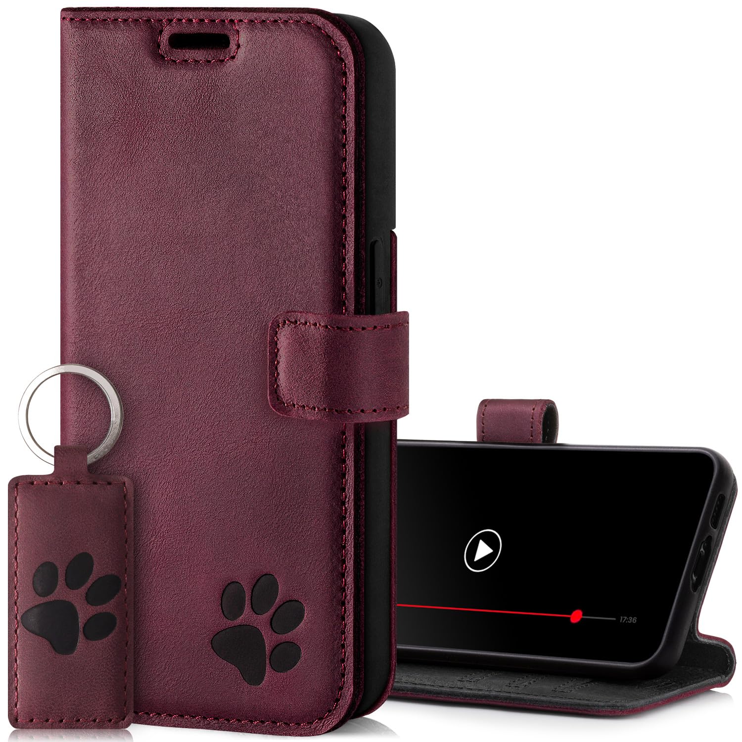 Surazo Leather Wallet Mobile Phone Case Compatible with Apple iPhone 15 Pro - Flip & Fold Smartphone Case with Stand RFID Blocker, Magnet Closure, 3 Slots for Bank Cards - Handcrafted European Leather — image 1