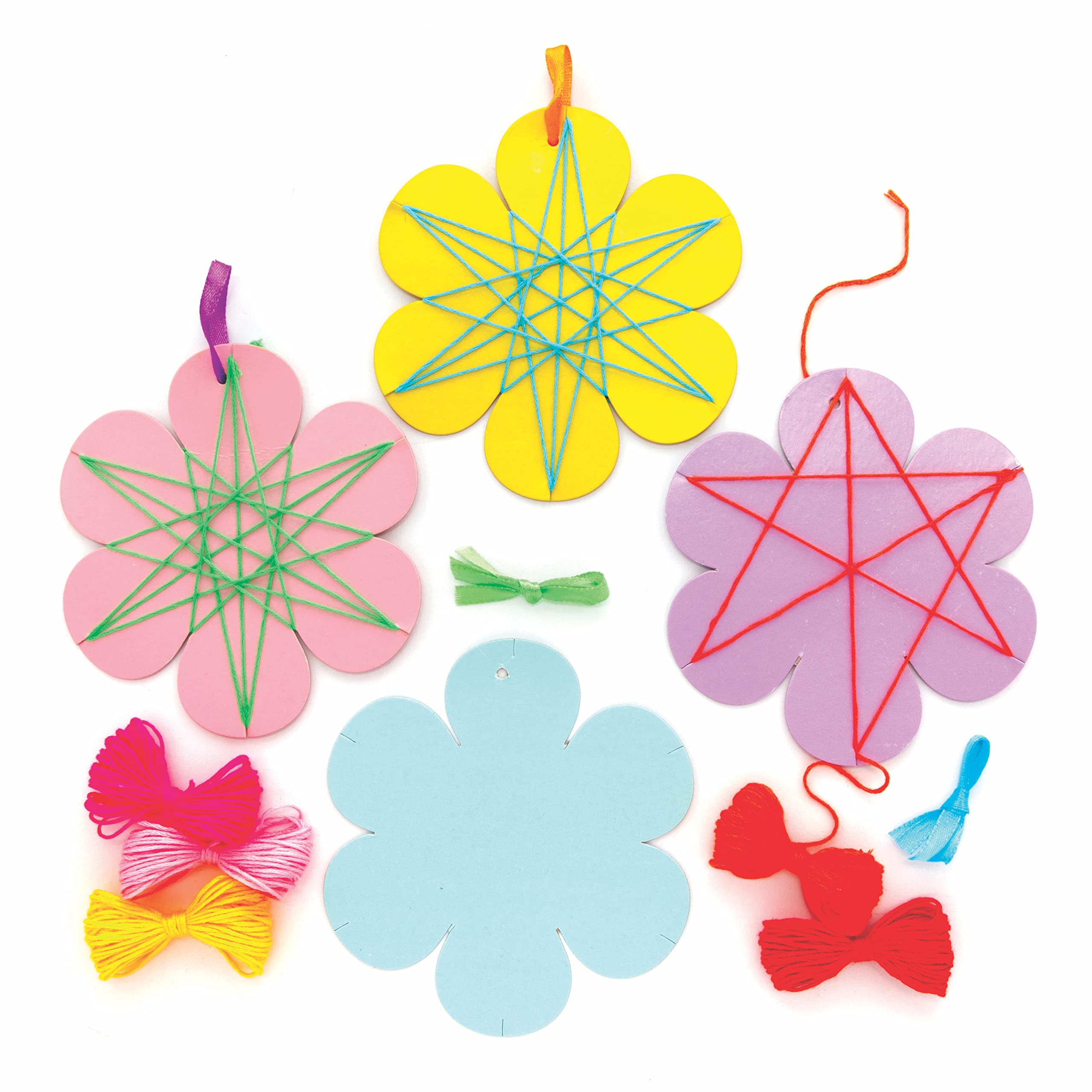 Baker Ross Flower Weaving Kits - Pack of 8, Weaving Kits for Kids (AX867)