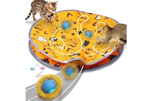 Mdupw Interactive Cat Toys Ball Rolling in The Pouch, Chirping & Motion Activated Interactive Ball Toy Begins Hide and Seek Game in Mat, Rechargeable Exercise Cat Toy