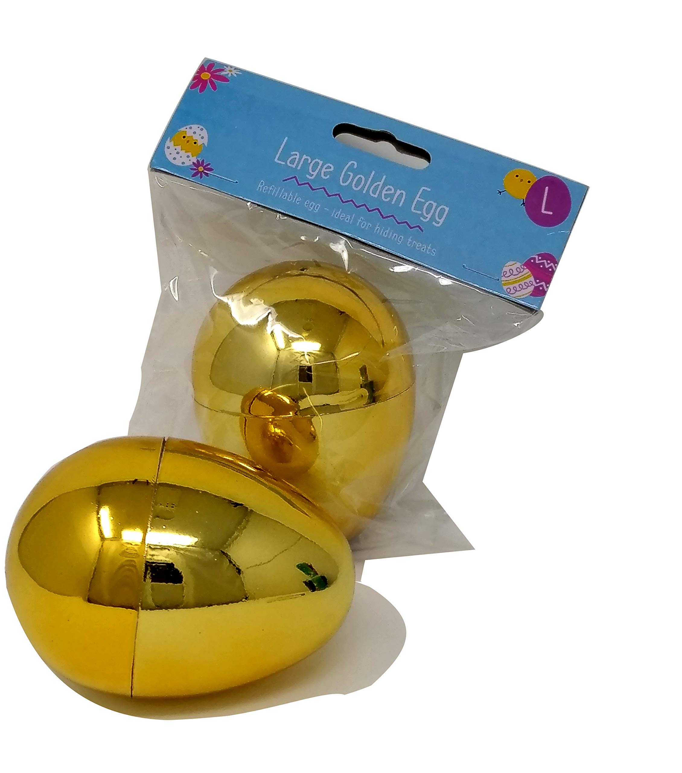 GEM Imports Large Metallic Golden Plastic Egg (8 cm x 6.8 cm) 1 Piece - Durable, Refillable, Ideal for Easter Egg Hunts, Treat Hiding, & More