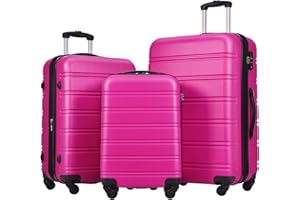 Merax Luggage Sets of 3 Piece Carry on Suitcase Airline Approved,Hard Case Expandable Spinner Wheels (Pink)