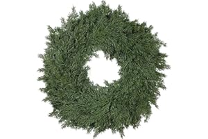 26" Real Touch Christmas Cedar Wreath, Christmas Wreaths for Front Door, Realistic Pine Wreath, Large Green Cypress Wreaths f