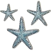 Touch of Class Blue Glass Mosaic Starfish Wall Art Set of 3