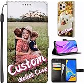 Unique-Custom-Gift Personalized Photo PU Leather Wallet Phone Case with Kickstand and Flip Cover for Apple iPhone 7 8 Plus SE XR XS 11 12 13 14 15 16 Pro Max, Customize Picture on Front and Back