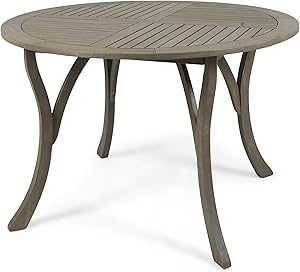 Christopher Knight Home 304868 Adn Outdoor 47" Round Acacia Wood Dining Table, Grey