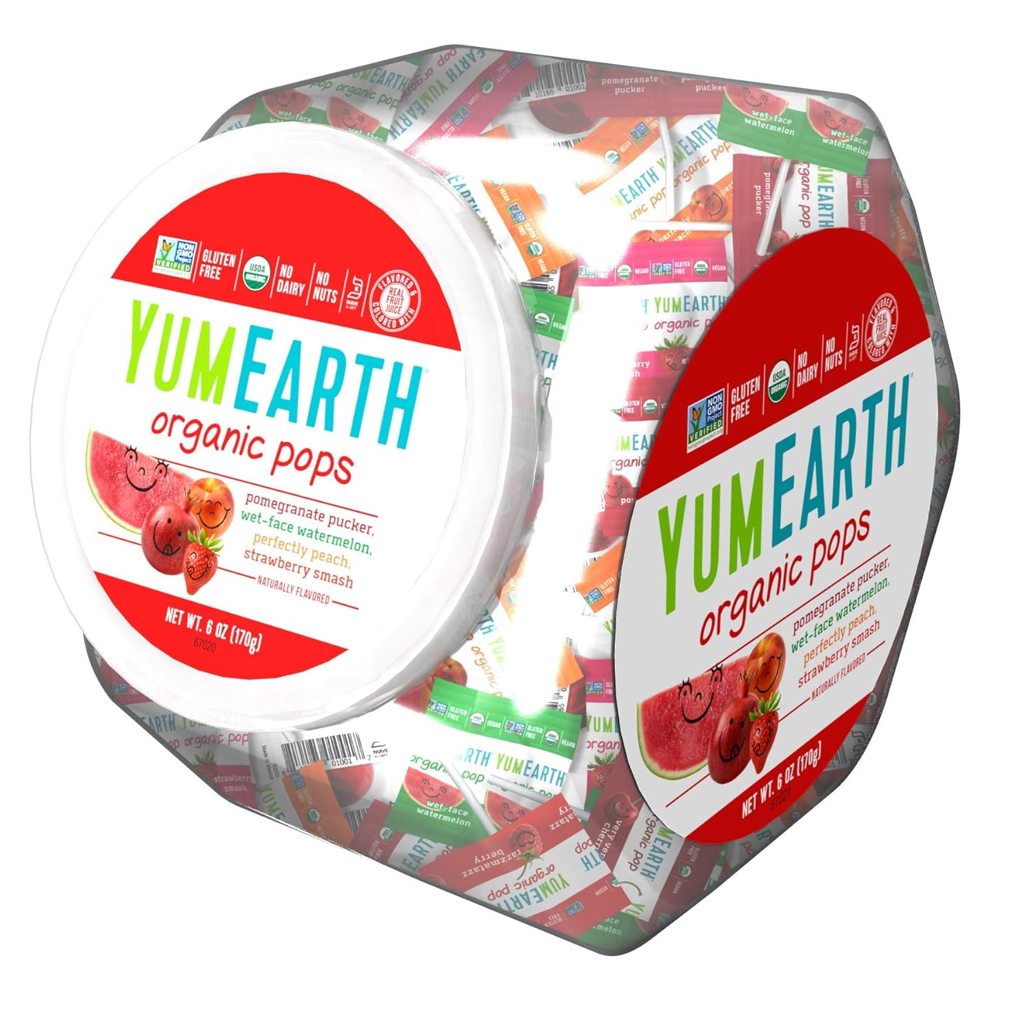 Yumearth Organic Lollipops Assorted Flavors 6 Ounce Container 5 Pack