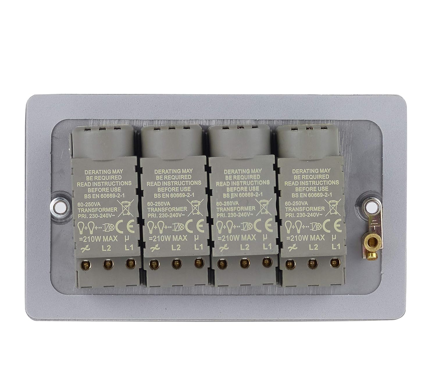 Schneider Electric Ultimate Flat Plate - 4 Gang 2 Way Dimmer Light Switch, Main and Low Voltage, 250W/VA, GU6242CSS, Stainless Steel - Image 5