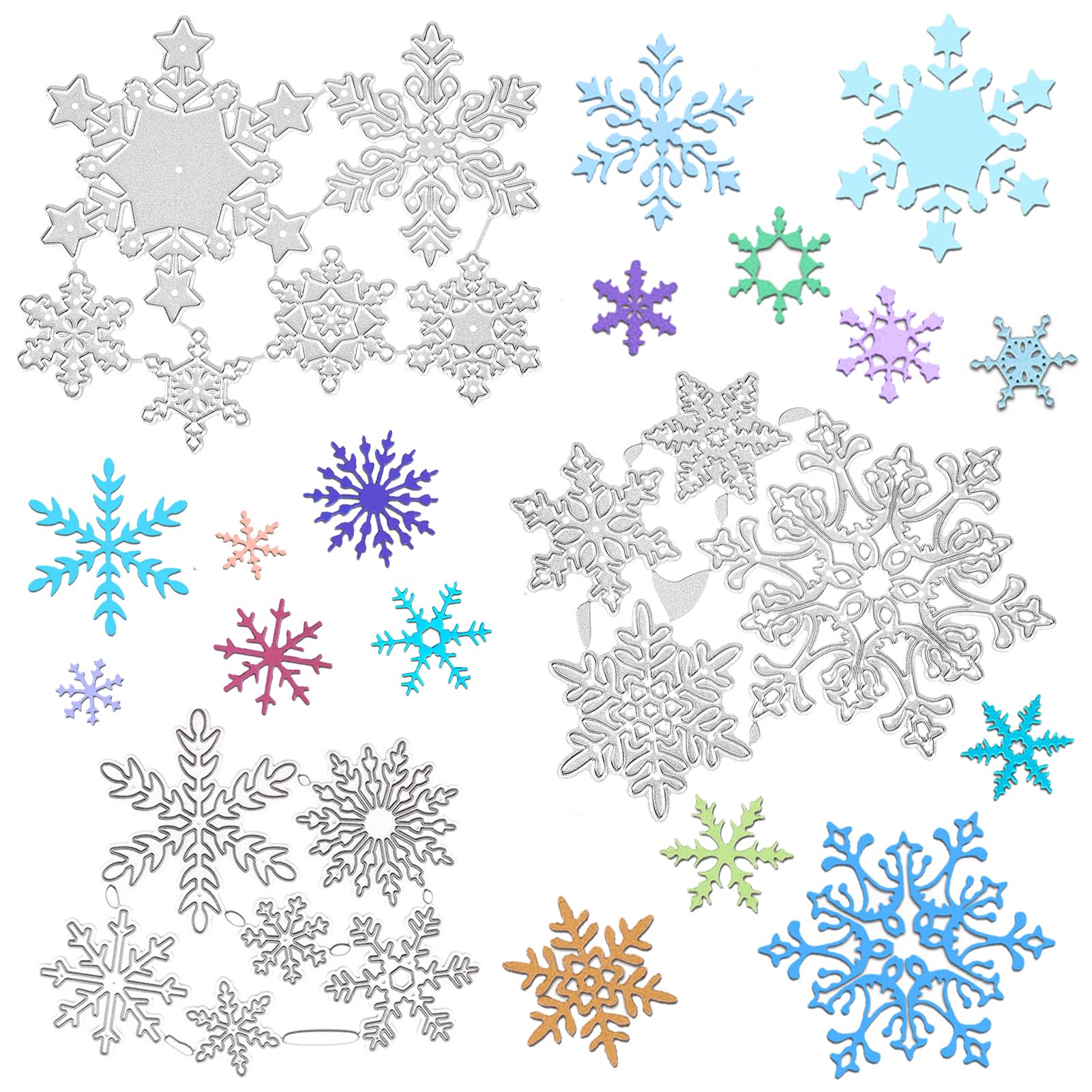 OOTSR Christmas Snowflake Metal Die Cuts, 16 Cutting Dies for Card Making, Decorative Embossing Stencil Template for Paper Crafting DIY Scrapbooking Festival Party Winter Decoration