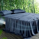 Cooling Sheets Set King Size, Viscose Derived from Bamboo for Hot Sleepers | Deep Pocket Up to 16 Inch | Silky Soft & Breathable Bedding - 4PC (King, Navy)