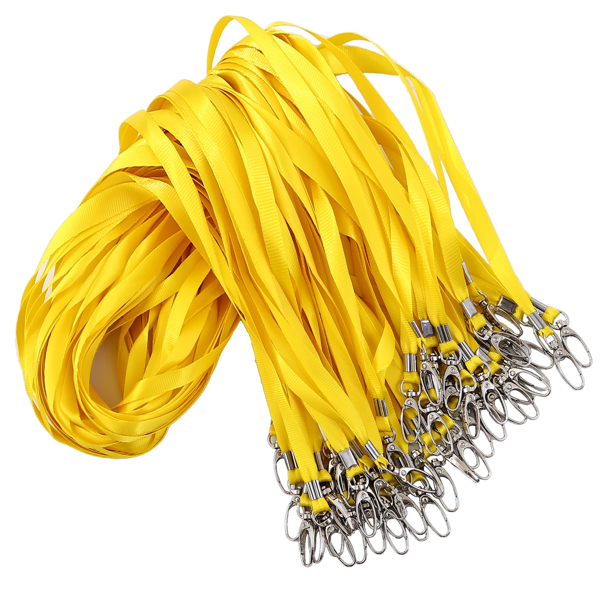 ROSSHINE 25pcs Yellow Lanyards for Neck, Nylon Neck Strap Lanyard for Keys ID Cards Name Tags Badge Holders with Swivel Hook Ideal for Staff Student Doctors Visitors