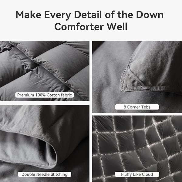 L LOVSOUL GOOSE FEATHER DOWN FIBER COMFORTER SUPER KING, GREY, ALL SEASON