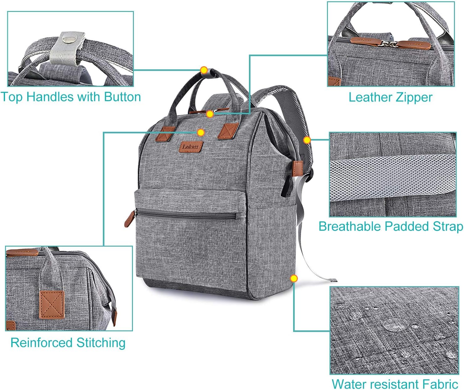 BRINCH Laptop Backpack 15.6 Inch Wide Open Computer Backpack Laptop Bag College Rucksack Water Resistant Business Travel Backpack Multipurpose Casual Daypack with USB Charging Port for Women Men,Gray: Electronics