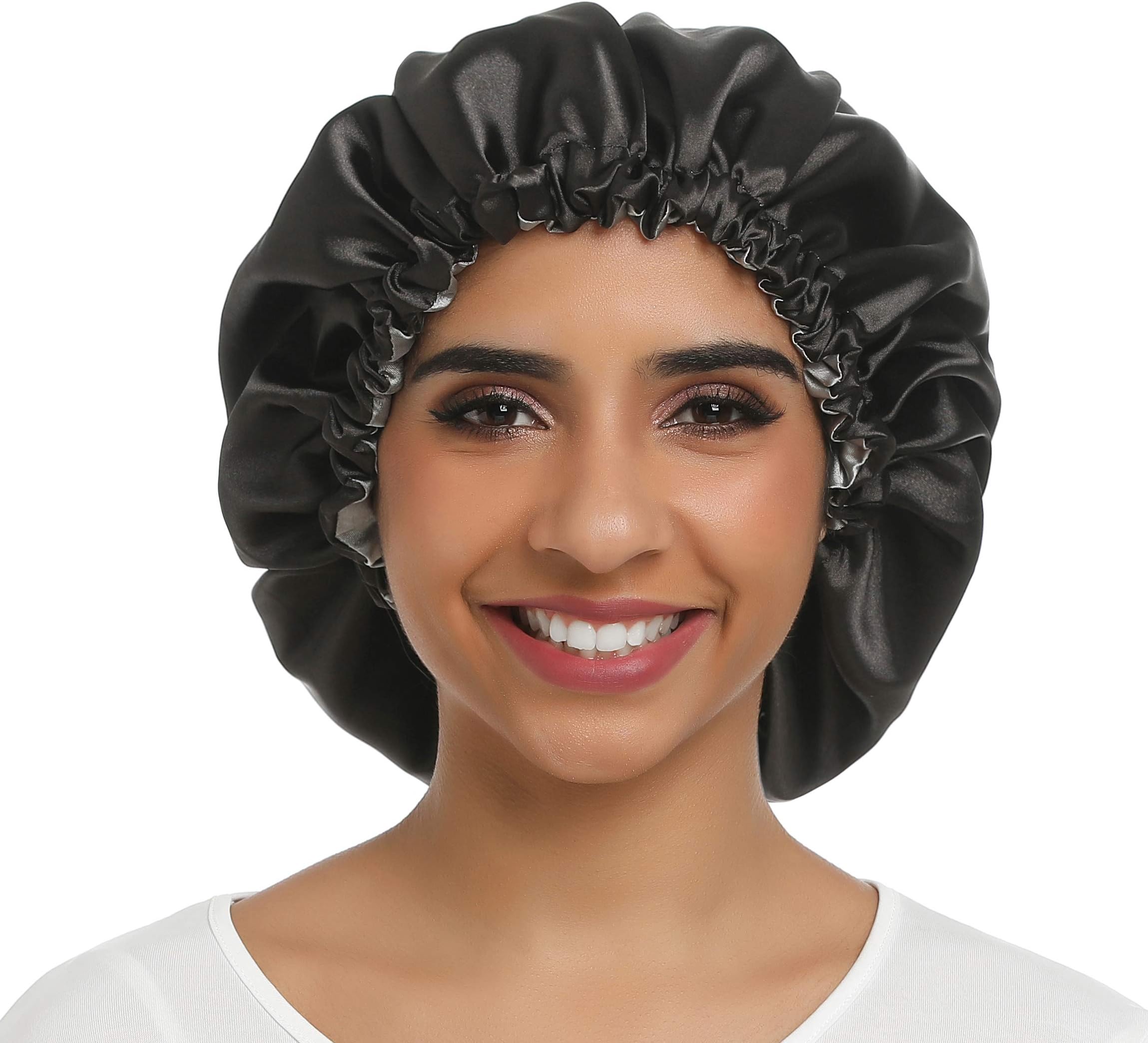 SAYMRE Adjustable Satiny Sleep Cap Hair Bonnet Double Layered Reversible for Women Protective Sleep Hairstyles