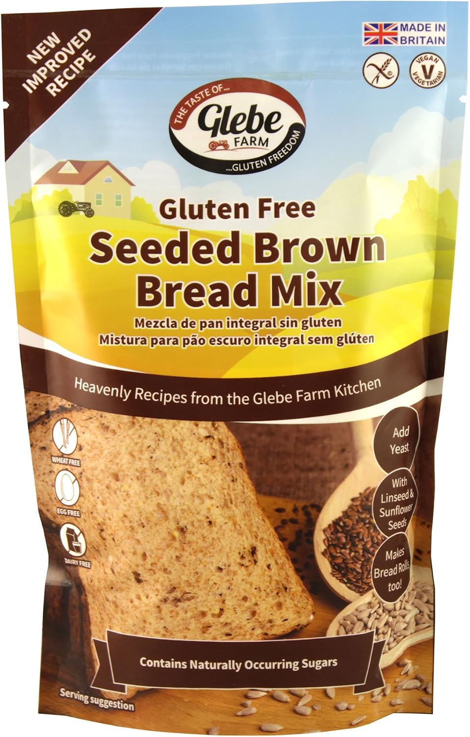 Glebe Farm gluten free seeded brown bread Mix 6x 375g (5060084570467)