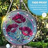 Thorness 6-Inch Poppy Stained Glass Suncatcher - Elegant Window Decor view 5