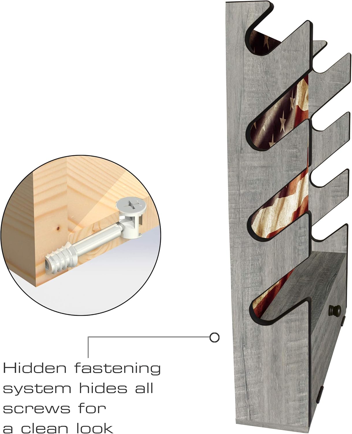Rush Creek Creations Indoor 4 Rifle and Shotgun Wall Storage Americana Display Rack - Features Storage Compartment for Accessories: Sports & Outdoors