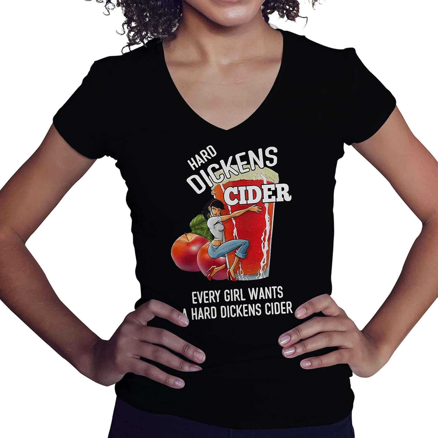 BroiderStudio Girl Wants Hard Dickens Cider Women's VNeck Shirt