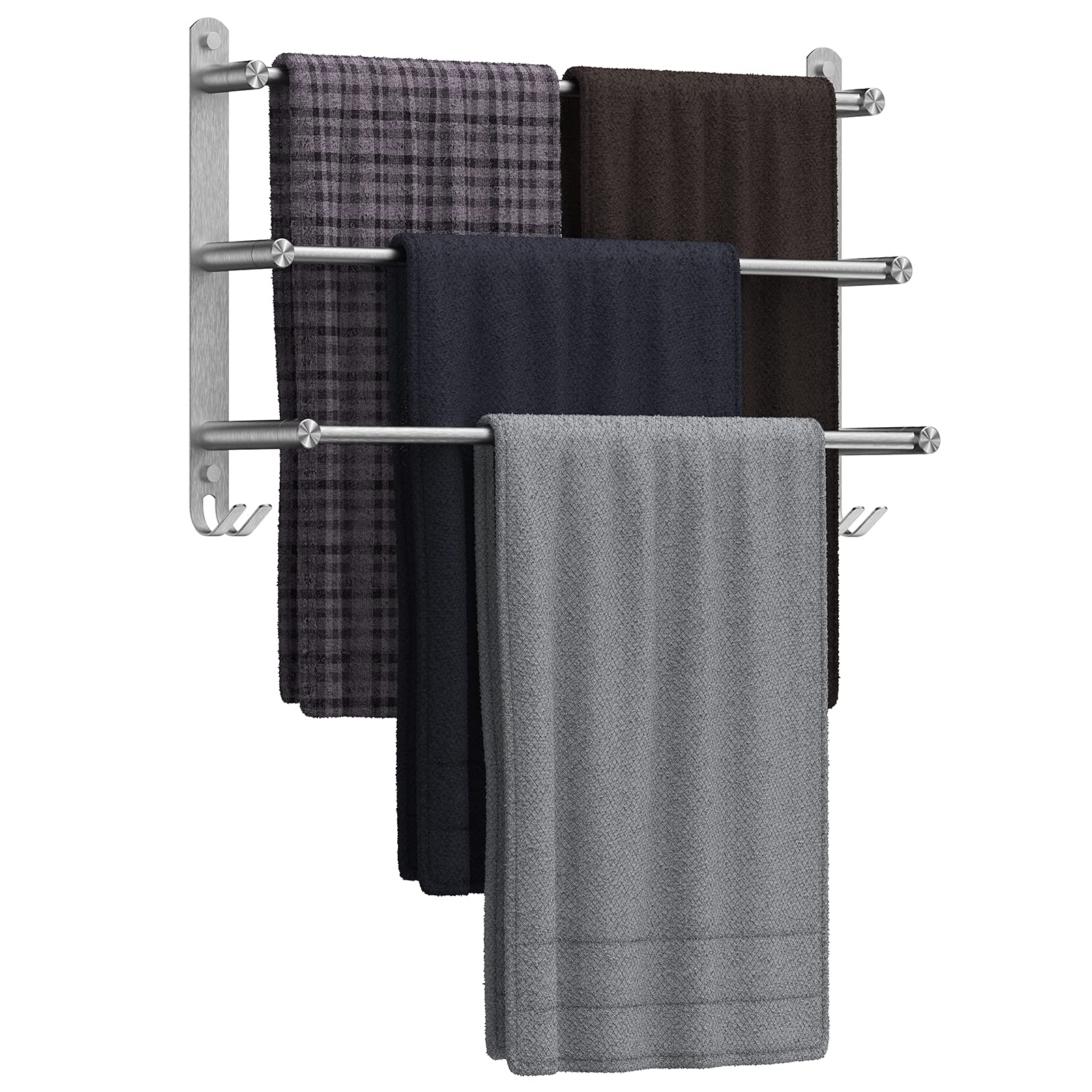 Towel Rail Bathroom Wall Mounted 304 Stainless Steel Brushed Bath Towel Holder 60 cm Towel Rail 3-Ply Bath Towel Rail Towel Rail for Bathroom Kitchen Toilet