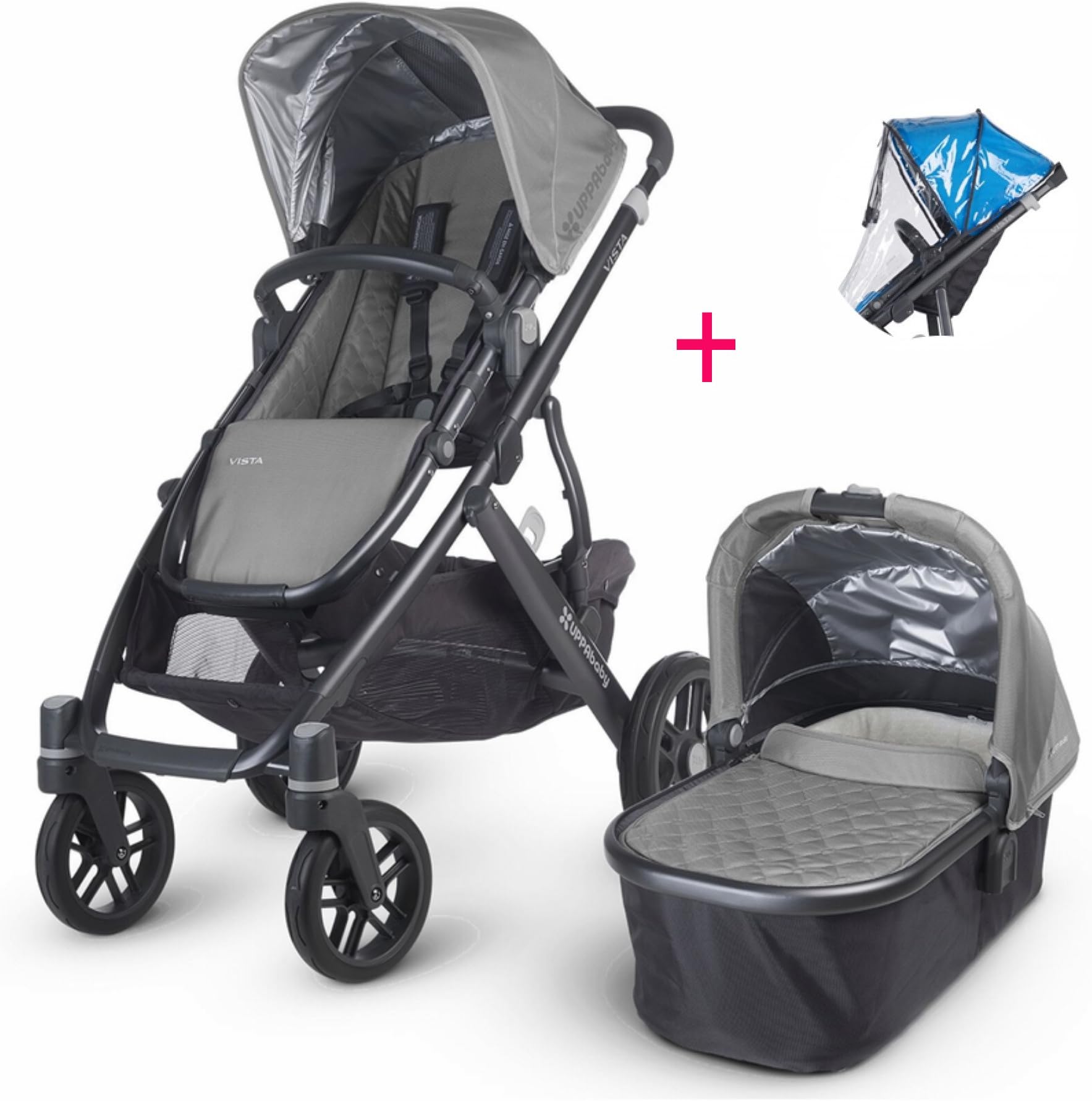 2017 Uppababy Vista Pascal Stroller with Bassinet & Rain Cover