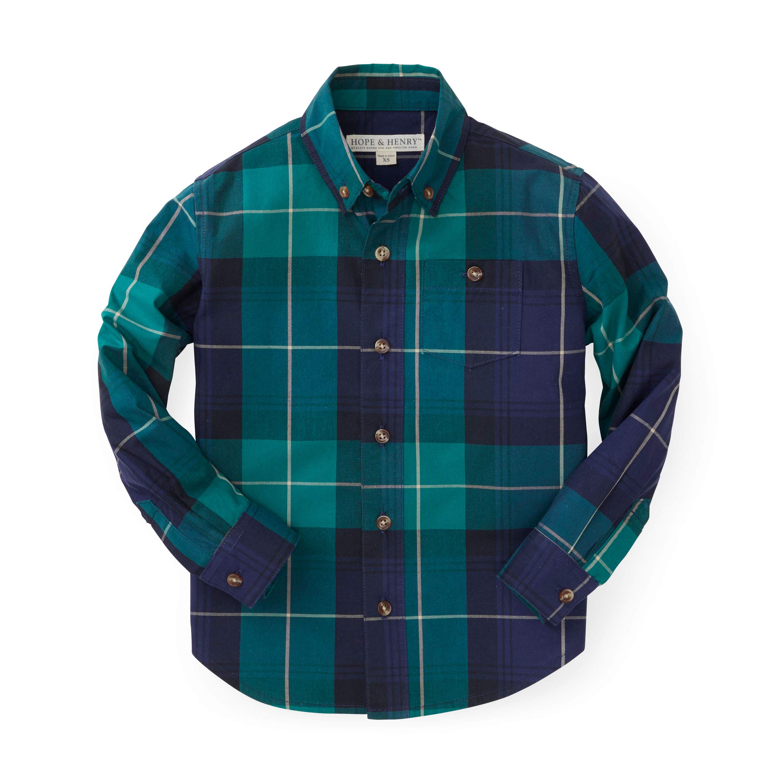 Hope & Henry Boys' Long Sleeve Stretch Poplin Button Down Shirt