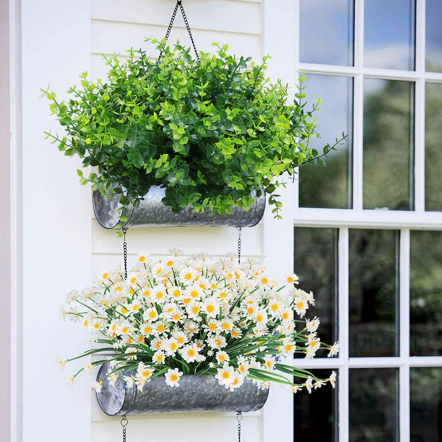 Summer Flower 10 Pack Artificial Boxwood Stems for Outdoors, Unfading in The Sun Plastic Faux Plants,Fake Foliage Shrubs Greenery for Garden,Office,Patio,Wedding,Farmhouse Indoor Decoration: Kitchen & Dining