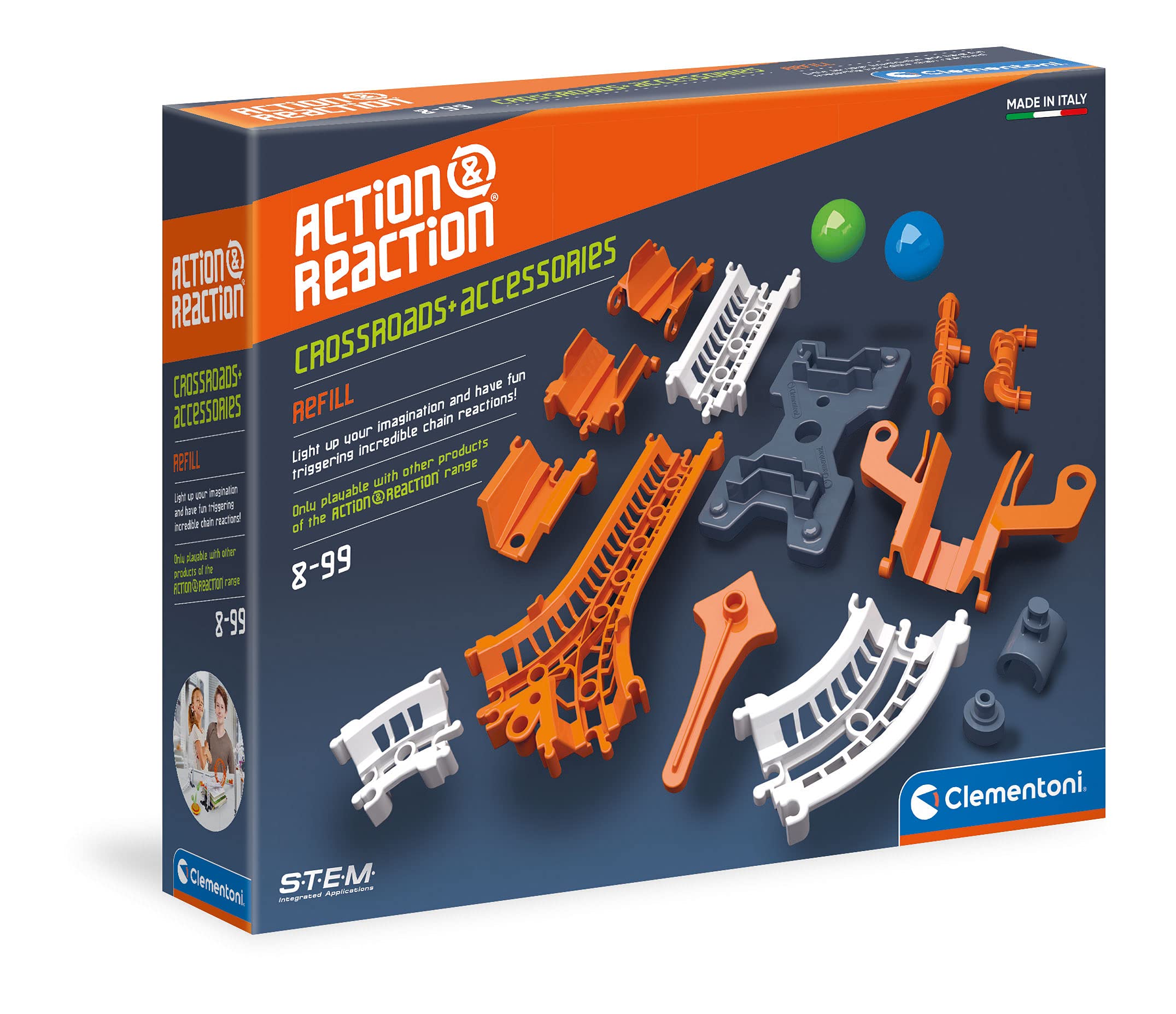 Clementoni 19167 Clementoni-19167-Science and Play-Action & Reaction Platforms, Junctions and Crossroads-Made in Italy-Track Set-Construction Toys for Kids from 6 Years and Older, English