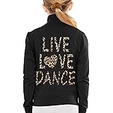 STRETCH IS COMFORT Sparkle Dance Warm Up Jacket for Girls and Women | Glitter Performance Studio Competition Zip Layer