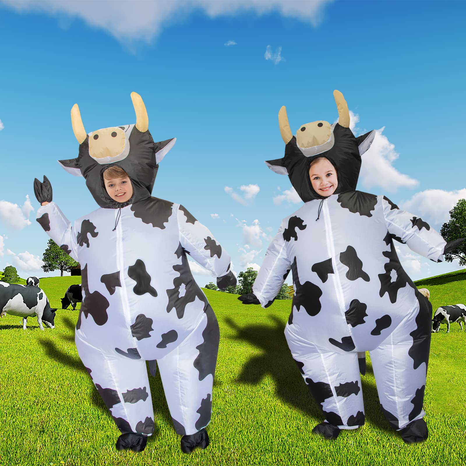 Stegosaurus Inflatable Cow Costume Kids, Boys Halloween Costume Blow Up Costumes for Kid Funny Cow Suit for Cosplay Party