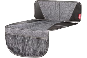 Diono Super Mat Car Seat Protector For Infant Car Seat, Booster Seat and Pets, Crash Tested, Thick Padding, Non Slip Backing, Durable, Water Resistant Protection, 3 Handy Mesh Storage Pockets, Gray