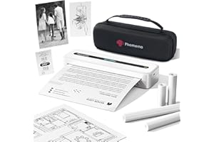 Phomemo Inkless Portable Printer for Travel, Wireless Thermal Printer Support 8.5'' x 11'' US Letter & A4 Size, Small Bluetooth Mobile Printers with Carry Case & 4 Rolls Thermal Paper Kit